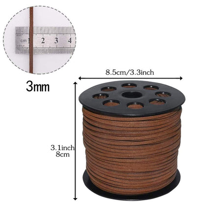 3mm x100 Yards Coffee Suede Cord Suede Lace Faux Leather Cord with Roll Spool for Bracelet Necklace Beading DIY Handmade Crafts