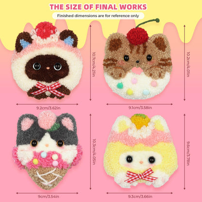 embroidery kit for beginners,punch needle kits,punch needle kits adults beginner,punch needle kit for beginners,including printed patterns, needles, easy to follow instructions, and videos-Cat Family