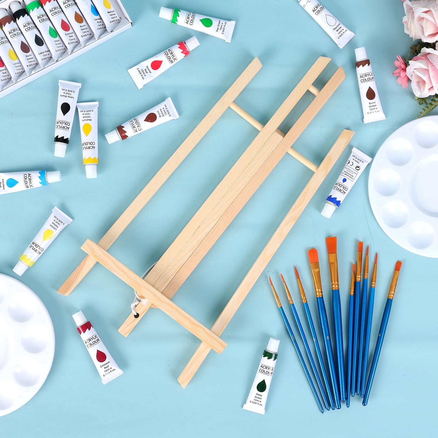 2Pack16in Tabletop Easel,Tabletop Easel for Painting Party, Wooden Tabletop Display Easels,Painting Easel for Displaying Canvases, Photos, Display Tripod Holder Stand for Students Kids