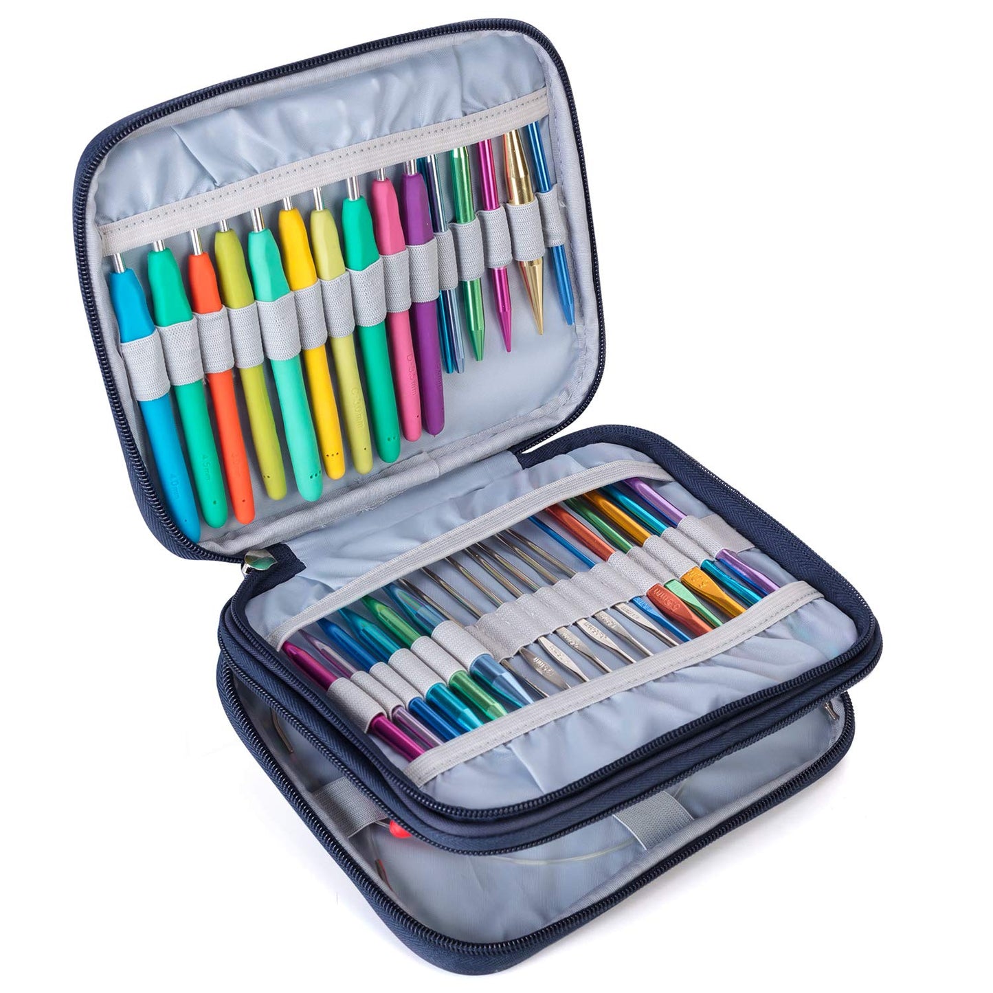 Organizer Case for Interchangeable Circular Knitting Needles, Crochet hooks and Knitting Accessories, Keep All in Place and Easy to Carry, Cats Blue (No Accessories Included)