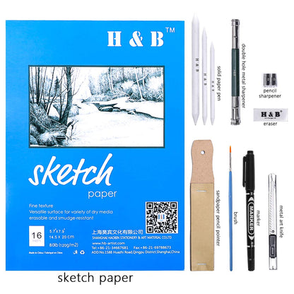 72PCS Drawing Supplies Sketching Set,Art Kit include Drawing & Colored Pencils for Adults Artists Kids.Pro Art Sketch Supplies with Sketchpad,Watercolor & Metallic Pencils