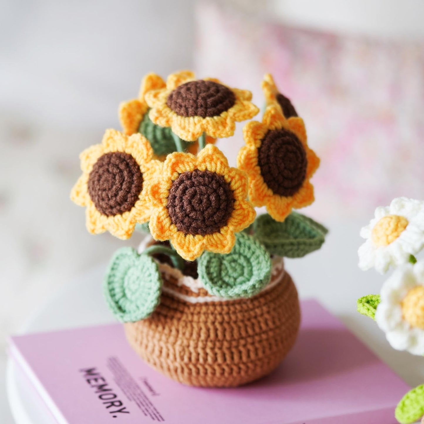 Crochet Kit for Beginners, Sunflower Crochet Starter Kit with Step-by-Step Video Tutorials, 40% Extra Practice Yarn