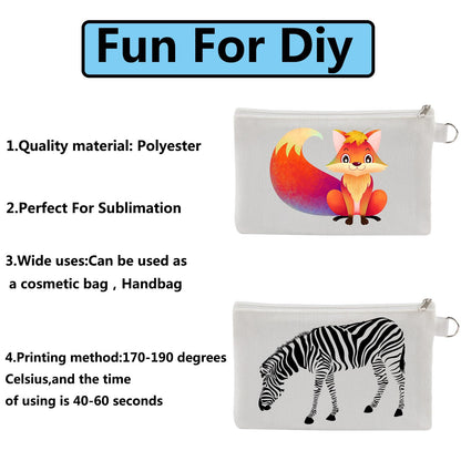 30 pcs Sublimation Blanks Makeup Bags Bulk,canvas White Bag,polyester tote bags for sublimation DIY Craft