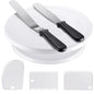 Cake Decorating Kit Baking Supplies Cake Turntable with 2 Frosting Straight Angled Spatula 3 Icing Smoother Scrapers Baking Accessories Tools for Beginners and Pros, White