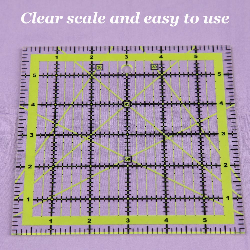 Quilting Ruler (6"X6") 1 Pack, Square Quilting Rulers Fabric Cutting Ruler Acrylic Quilters Rulers Clear Mark for Easy Precision Cutting and Crafts Quilting and Sewing