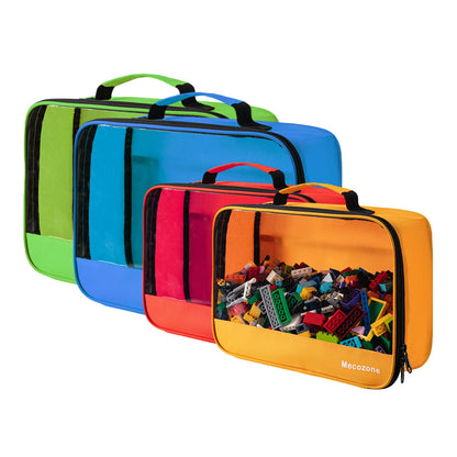 4 PCS Toys Storage Bag, Classic Bricks Building Set Storage Bag, Travel Case for Building Toys, Puzzles, Small Large Size