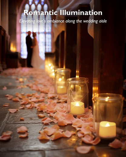 48-Pack Novelty Flickering Flameless Tea Lights Candles, 200+Hours Battery-Operated LED Fake Candles for Wedding Table Centerpieces,Proposal,Anniversary, White Base, Ø1.5'' × H1.3''