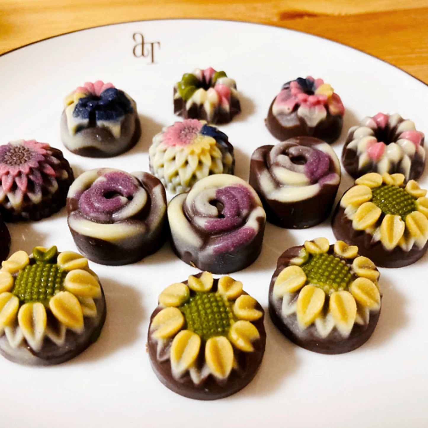 4PCS Silicone Chocolate Flower Molds for Candy, Fat Bombs Snacks, Truffles, 11 Floral Shapes 60 Cavities Candle Soap Wax Melts Mold (Rose, Sunflower, Tulip, Coreopsis)