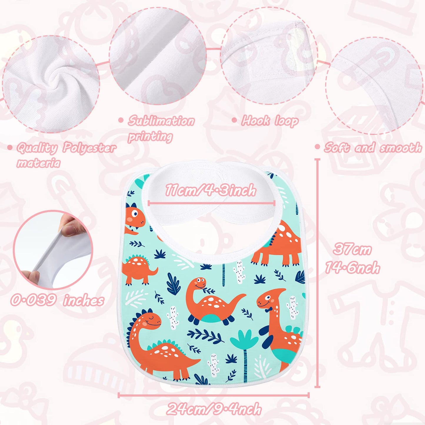 20 Pieces Sublimation Blanks White Bibs for Baby Decorating Washable Reusable Fabric Bibs (White)