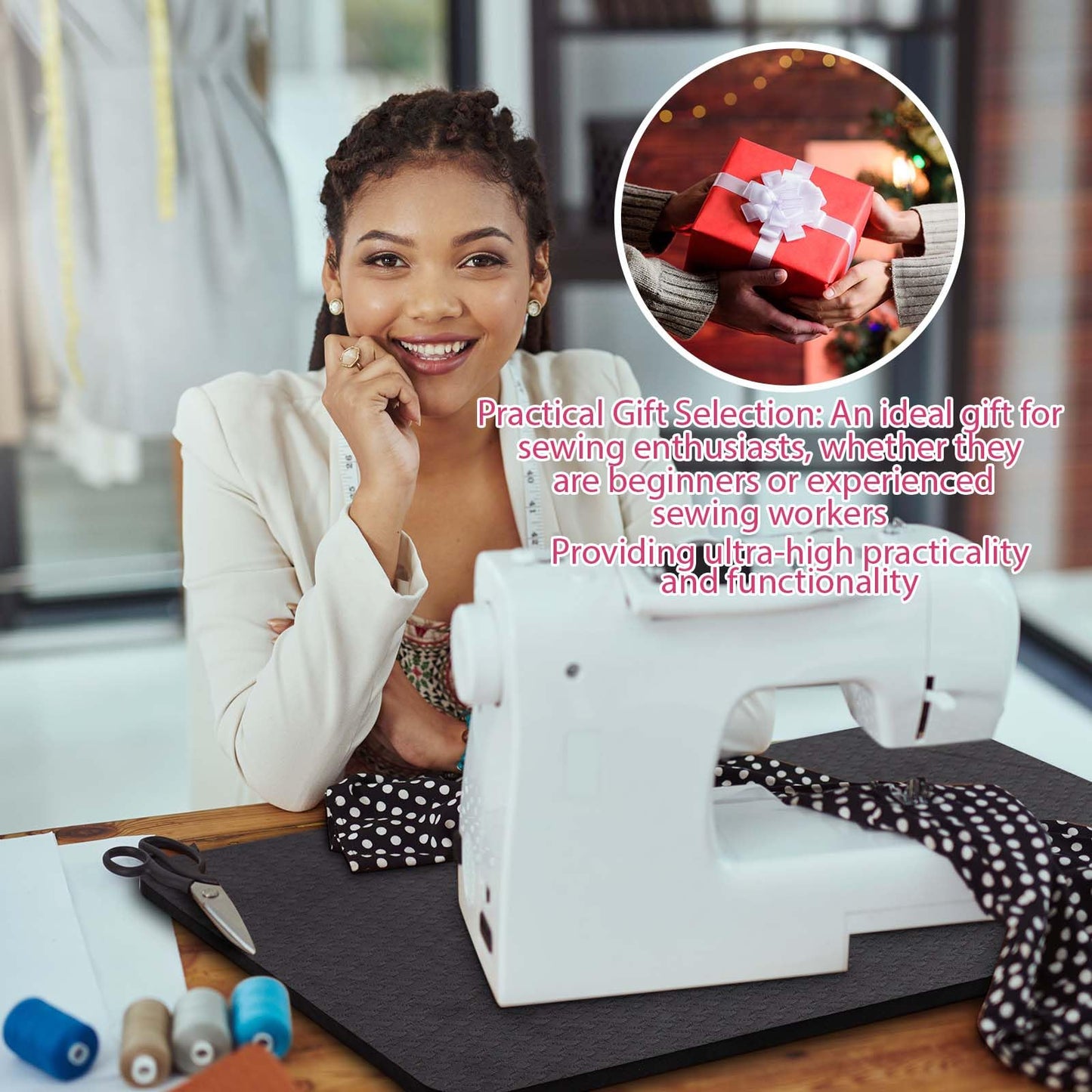 2 Pcs Sewing Machine Muffling Mat Pedal Sewing Mat Reduce Vibrations Noise No Slip Machine Accessories for Quilting(15" X 20" and 9" X 14",Black)