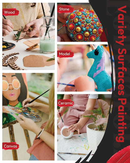 Acrylic Paint Set, 24 x 60 ml with 12 Brushes; Christmas Acrylic Paint, Waterproof; For Artwork & DIY Projects on Canvas, Wood, Glass, Clay, Fabric, Ceramic, Paper, Canvas