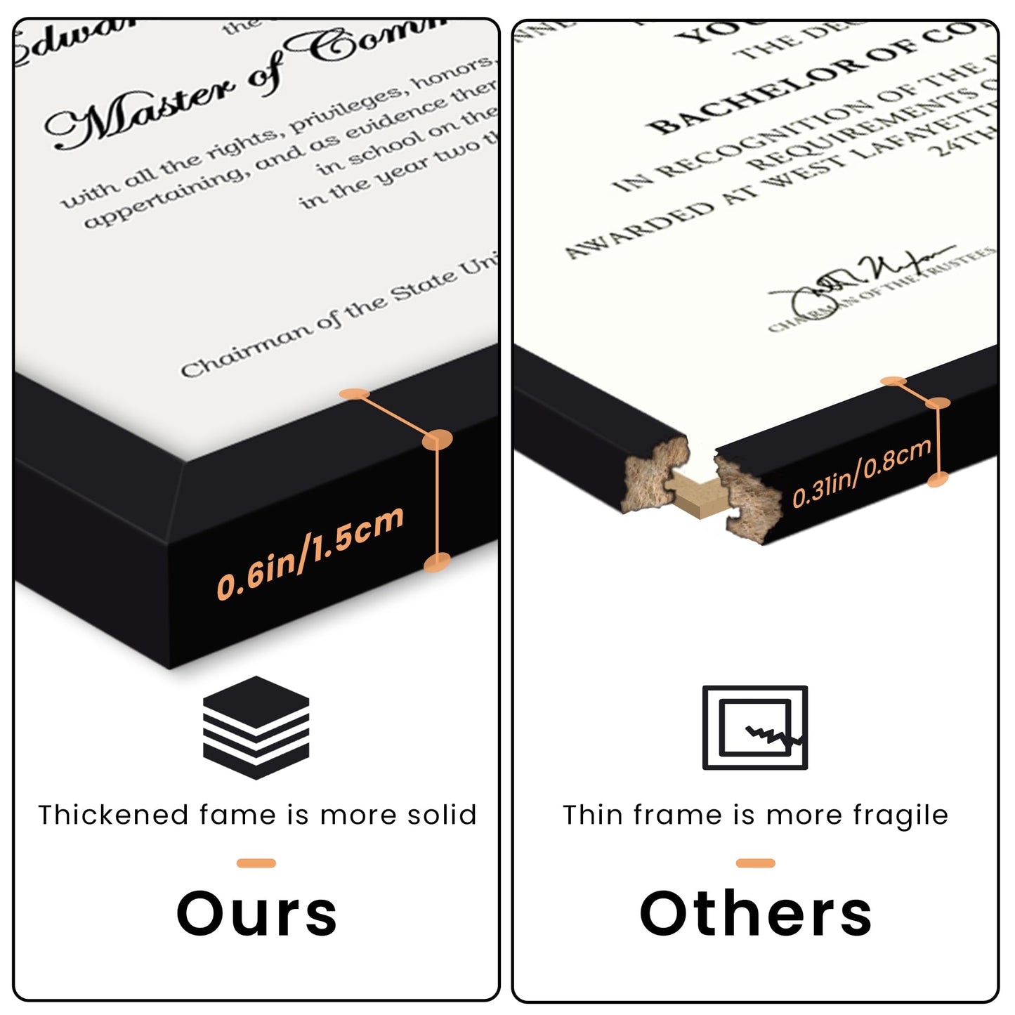 Certificate Frame with Clear Plexiglass, 8.5 by 11 Picture Diploma Document Degree Frames for Wall and Tabletop, Black, 1 Pack