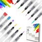 12 PCS Watercolour Brush Pens, Refillable Ink and Water Brush Pens for Paints, Artists, Painting, Calligraphy