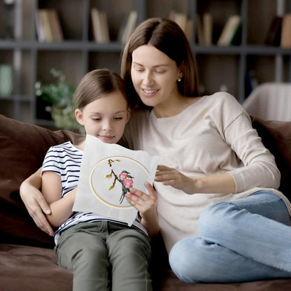 4 Sets Embroidery Kit for Beginners,Hummingbird and Flower Cross Stitch Set for Include Embroidery Cloth Hoops Threads for Craft Lover Hand Stitch (Flowers and Birds)