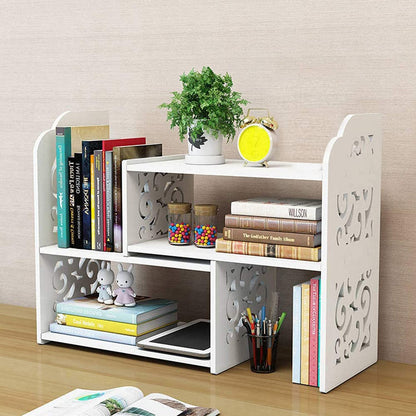 Small Bookshelf for Desktop Storage, Mini Cute Office Desk Shelves White Versatility Organizers for Women, Kids