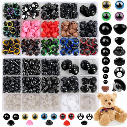 700PCS Safety Eyes for Crochet,6-22mmColorful Glitter Noses with Washers Stuffed Animals Amigurumi Craft Doll Making Teddy Bear Toy