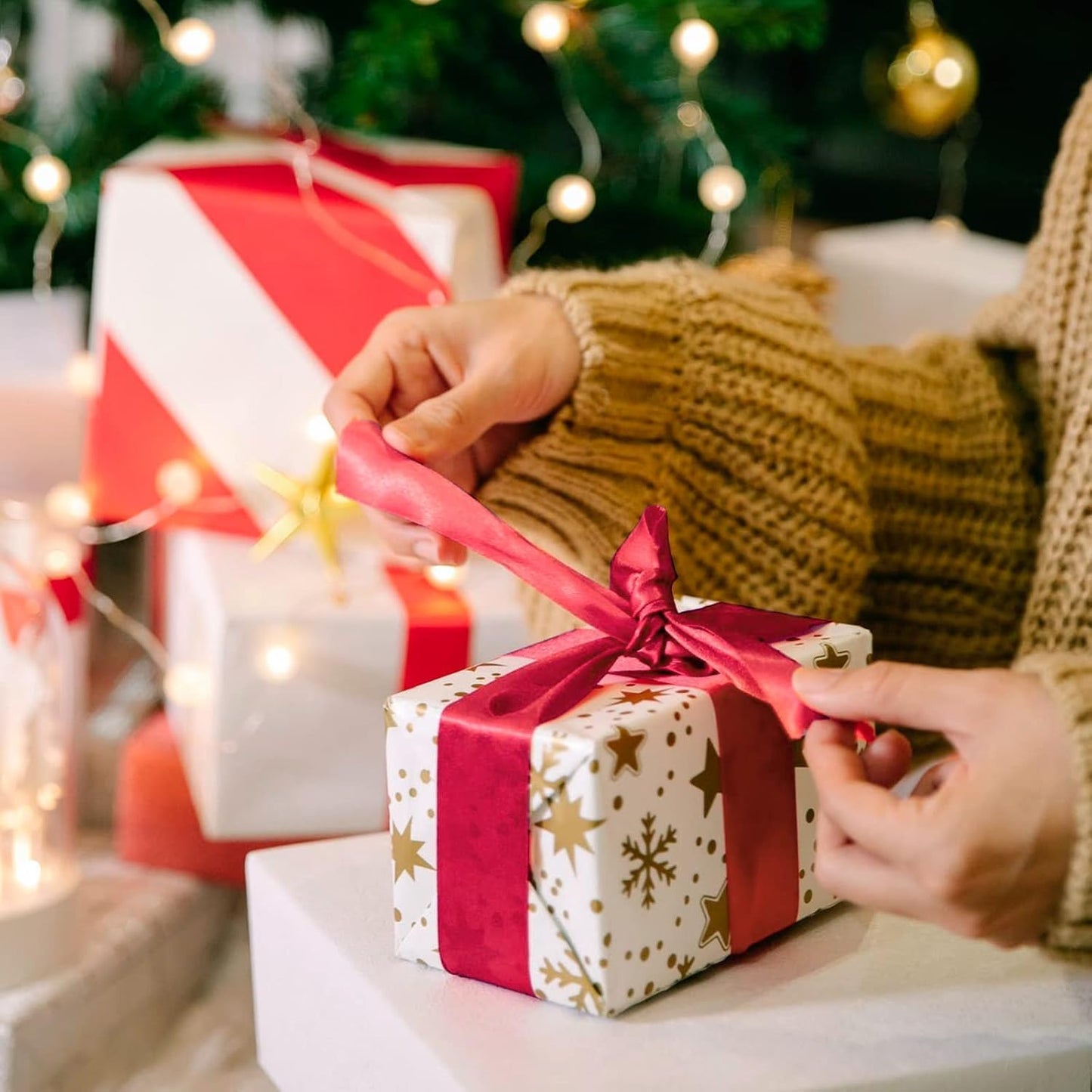 3 Rolls Christmas Ribbon 1 Inch X 50 Yards Red and Green Satin Ribbon Double Faced Polyester Holiday Ribbons for Gift Wrapping Wedding Decor