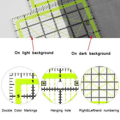 Quilting Ruler (6"X6") 1 Pack, Square Quilting Rulers Fabric Cutting Ruler Acrylic Quilters Rulers Clear Mark for Easy Precision Cutting and Crafts Quilting and Sewing