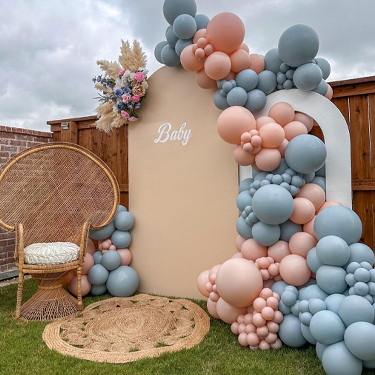 110pcs Dusty Blue Balloons, 18 12 10 5 inch Dusty Blue Balloons Different Sizes Balloon Arch Kit for Bridal Shower Gender Reveal Baby Shower Birthday Party Decorations