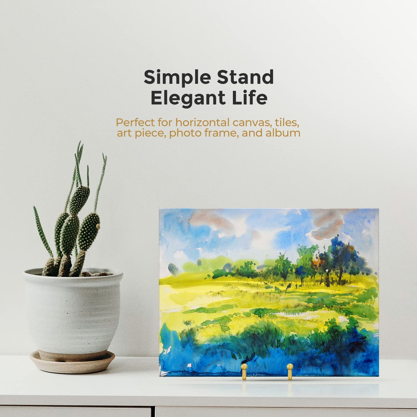 Plate Stands for Display - 6 Inch Plate Holder Display Stand + Metal Frame Holder Stand for Picture, Decorative Plate, Photo Easel, Tabletop Art (Gold 2 Pack)