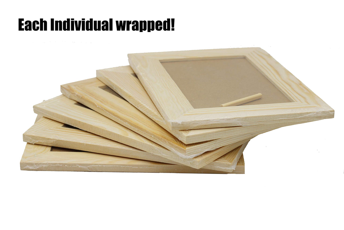 Pack of 6 - Unfinished Solid Pine Wood Picture Frames For Arts & Crafts, DIY Painting Project - Stand or Hang on the Wall - (8x6 Frame Size Holds 6x4 Pictures) For Adults and Kids