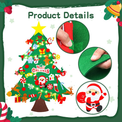 DIY Felt Christmas Tree Set 3.2Ft with 41 Ornaments for Kids Toddlers Home Wall Hanging Felt Christmas Craft Kits Xmas Decoration Party Supplies