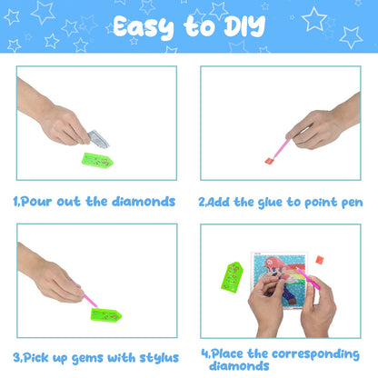 Diamond Art Kits for Kids - 4 Pack Diamond Art Painting Kits for Kid - Arts and Crafts for Kids Ages 8-12 - 5D Diamond Art Paint by Number Dots - GEM Art for 5 6 7 9 10 Year Old Girls Boys Gifts