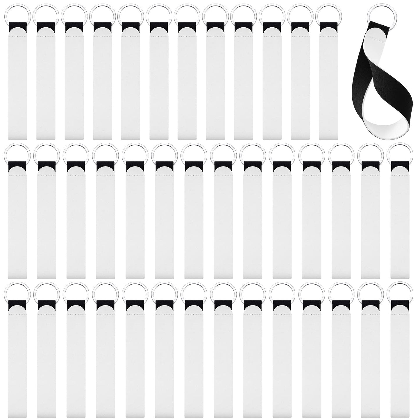 40 Pieces Sublimation Wristlet Keychain Blanks Bulk White Neoprene Sublimation Wristlet Lanyard Keychain Holder for DIY Crafts Women