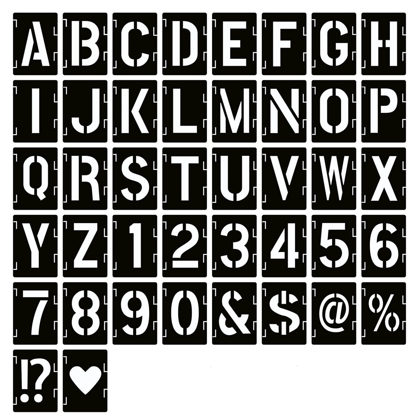 3 Inch Letter Stencils Symbol Numbers Craft Stencils, 42 Pcs Reusable Alphabet Templates Interlocking Stencil Kit for Painting on Wood, Wall, Fabric, Rock, Sign, DIY Art Projects