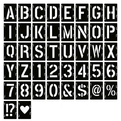 3 Inch Letter Stencils Symbol Numbers Craft Stencils, 42 Pcs Reusable Alphabet Templates Interlocking Stencil Kit for Painting on Wood, Wall, Fabric, Rock, Sign, DIY Art Projects