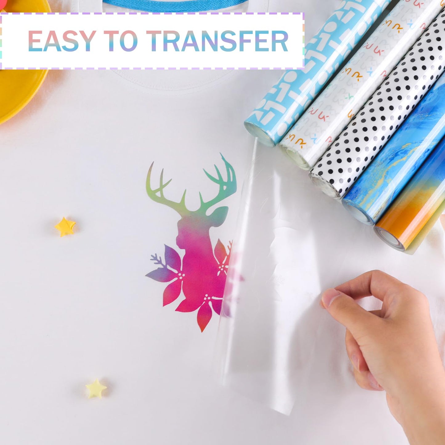 Tie Dye HTV Heat Transfer Vinyl Rolls - 12" x 8ft Watercolor HTV for Shirts, Easy to Cut & Weed for Heat Vinyl Design