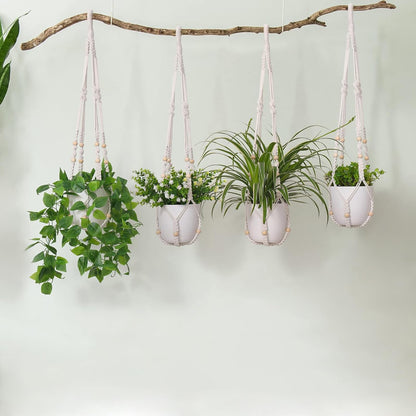 Handmade Macrame Plant Hanger, Perfect Plant Hanger Indoor for a Trendy Boho Home Decor, Ideal Hanging Plant Holder for All Your Favorite Greenery(Set of 2, 35 Inch, Ivory)