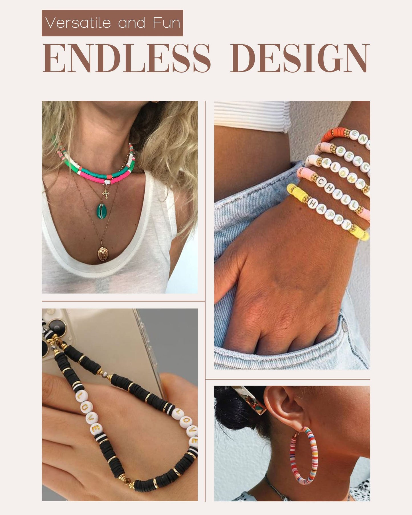 7500 Pcs Clay Beads Bracelet Making Kit, 2 Boxes 24 Colors Polymer Heishi Beads for Jewerly Making, Alphabet Letter Spacer Smile Face Evil Eyes Beads, Craft Gift for Kids Teens Adults