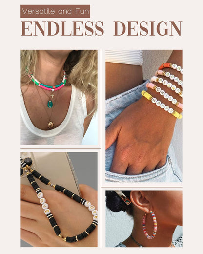 7500 Pcs Clay Beads Bracelet Making Kit, 2 Boxes 24 Colors Polymer Heishi Beads for Jewerly Making, Alphabet Letter Spacer Smile Face Evil Eyes Beads, Craft Gift for Kids Teens Adults