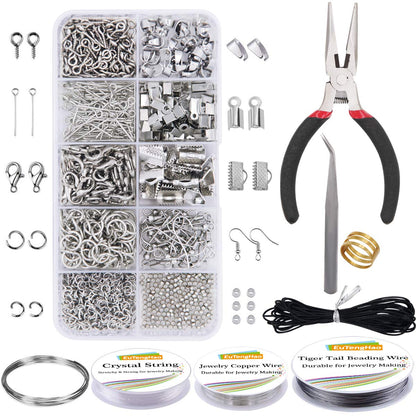 Jewelry Making Kit with Pliers, Wires, Jump Rings, Clasps, Cord and More for Jewelry DIY Crafts - Silver