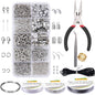 Jewelry Making Kit with Pliers, Wires, Jump Rings, Clasps, Cord and More for Jewelry DIY Crafts - Silver