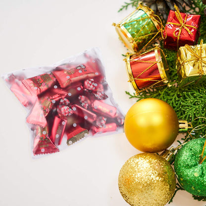 Self Adhesive Treat Cellophane Cookie Bag, White Polka Dot Party Favor Bag for Bakery, Candy, Cookie (5.5 x 5.5 inches, 100 Pcs)