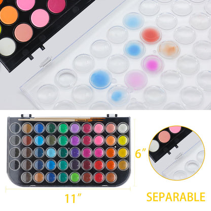 48 Colors Watercolor Cake Set with 3 Brushes, Washable, Travel Design, Perfect for Card Making, Illustrations, Painting, Calligraphy