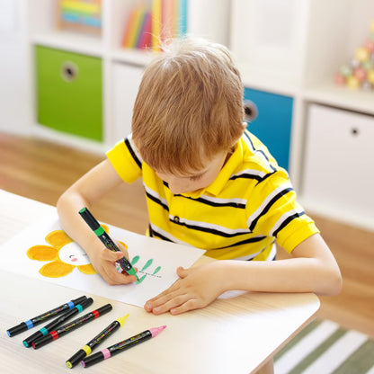 30 Colors Dual Tip Acrylic Paint Markers Pens- Premium Acrylic Paint Markers, Brush & Round Tips, Quick-Drying - for Rock, Canvas, Ceramic, Wood (30 Colors)