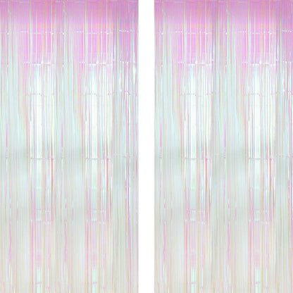 2 Pack Photo Booth Backdrop 3FT x 8FT Foil Curtain Tinsel Backdrop Environmental Background Party Streamers for Birthday Wedding Graduation Valentines Halloween Christmas Decorations