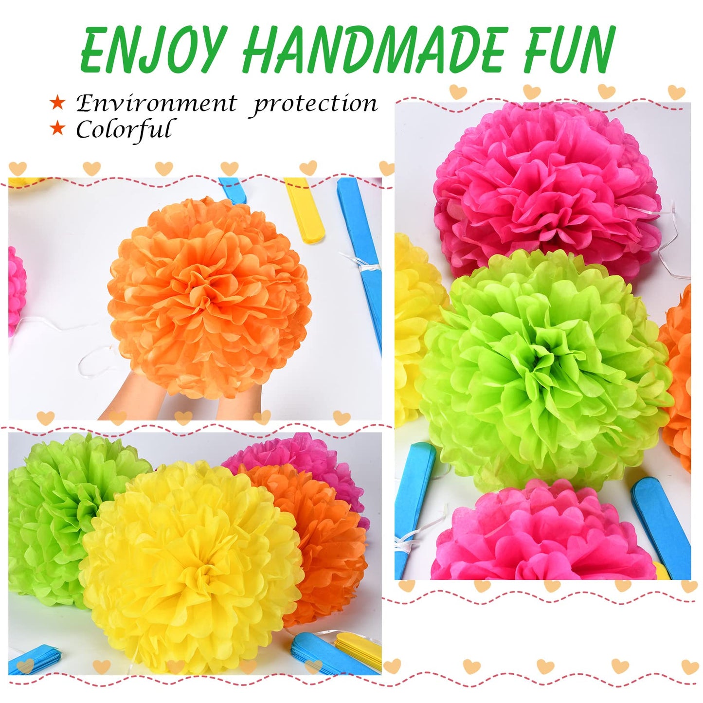 Tissue Pom Pom Paper Flower Ball Party Decorations - 15 Pcs 10, 12, 14 Inch -for Wedding, Birthday, Bridal Shower, Bachelorette, Baby Gift Shower