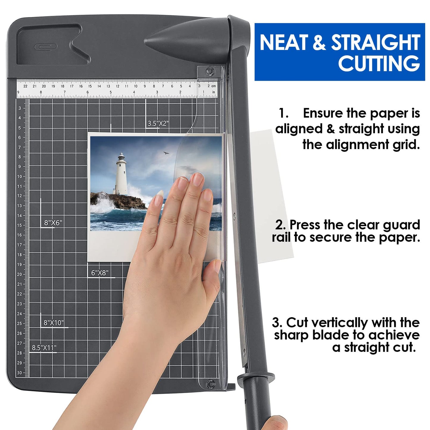 Paper Cutter 12" Cut Length Paper Trimmer, Guillotine Trimmer with 12 sheet Capacity Paper Cutting Board, Heavy Duty Guillotine Paper Cutters and Trimmers for Cardstock Paper Crafts Paper Slicer