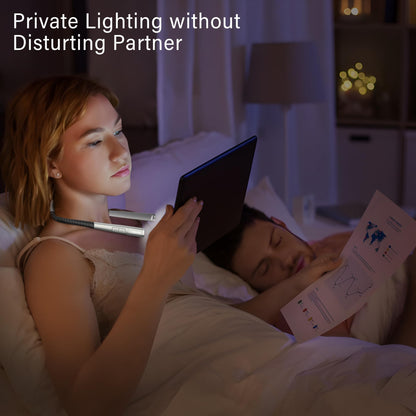 LED Neck Reading Light Rechargeable, Book Light for Reading in Bed, 3 Colors & 5 Brightness Adjustable, Long Lasting. Great for Knitting, Camping & Repairing