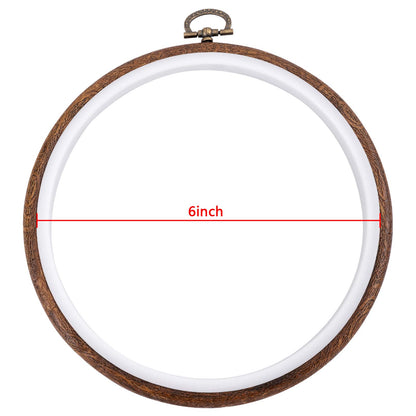 4 Pieces 6 Inch Round Embroidery Hoops Display Frame Circle, Cross Stitch Hoop Ring Imitated Wood Embroidery Kits for Art Craft Sewing and Christmas Ornaments