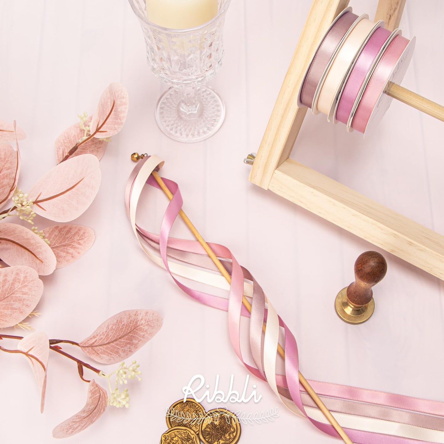 Dusty Rose Satin Ribbon 3/8 Inch x 4 Rolls Total 40 Yards- Champagne Pink/Rose Gold/Rosy Mauve/Mauve Ribbon for Wrapping and Craft