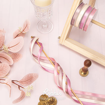 Dusty Rose Satin Ribbon 3/8 Inch x 4 Rolls Total 40 Yards- Champagne Pink/Rose Gold/Rosy Mauve/Mauve Ribbon for Wrapping and Craft