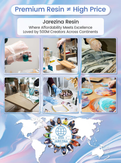 64OZ Epoxy Resin Kit,Crystal Clear Epoxy Resin-Strong and No Bubble,Not Yellowing,Self Leveling Easy Mix 1:1,Suitable for Art Casting,DIY,Jewelry Projects, Wood & Molds