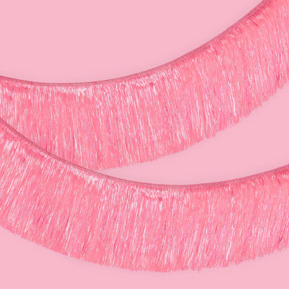 xo, Fetti Pink Iridescent Fringe Banner - 5 Ft. | Bachelorette Party Decorations, Birthday Party Decor, 21st Bday Decor, HBD, Photo Booth Banner Backdrop