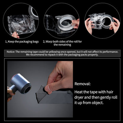 Double-Sided Mounting Tape (10FT), Multipurpose Removable Adhesive Foam Tape, Transparent, Household