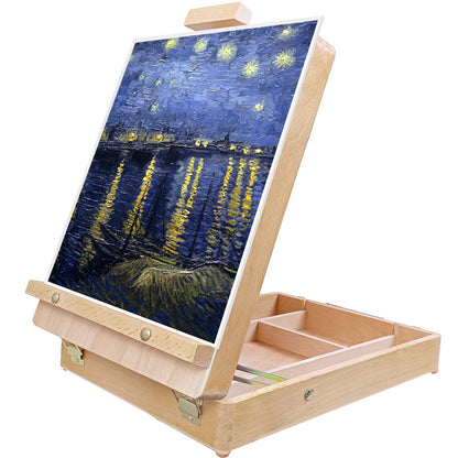 Tabletop Beechwood Art Easel for Painting Canvases Table Easel Stand for Painters Painting by Numbers, Students Beginners Artist Adults
